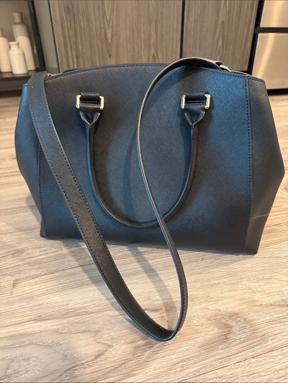 kate spade Black Saffiano Satchel with Gold Hardware